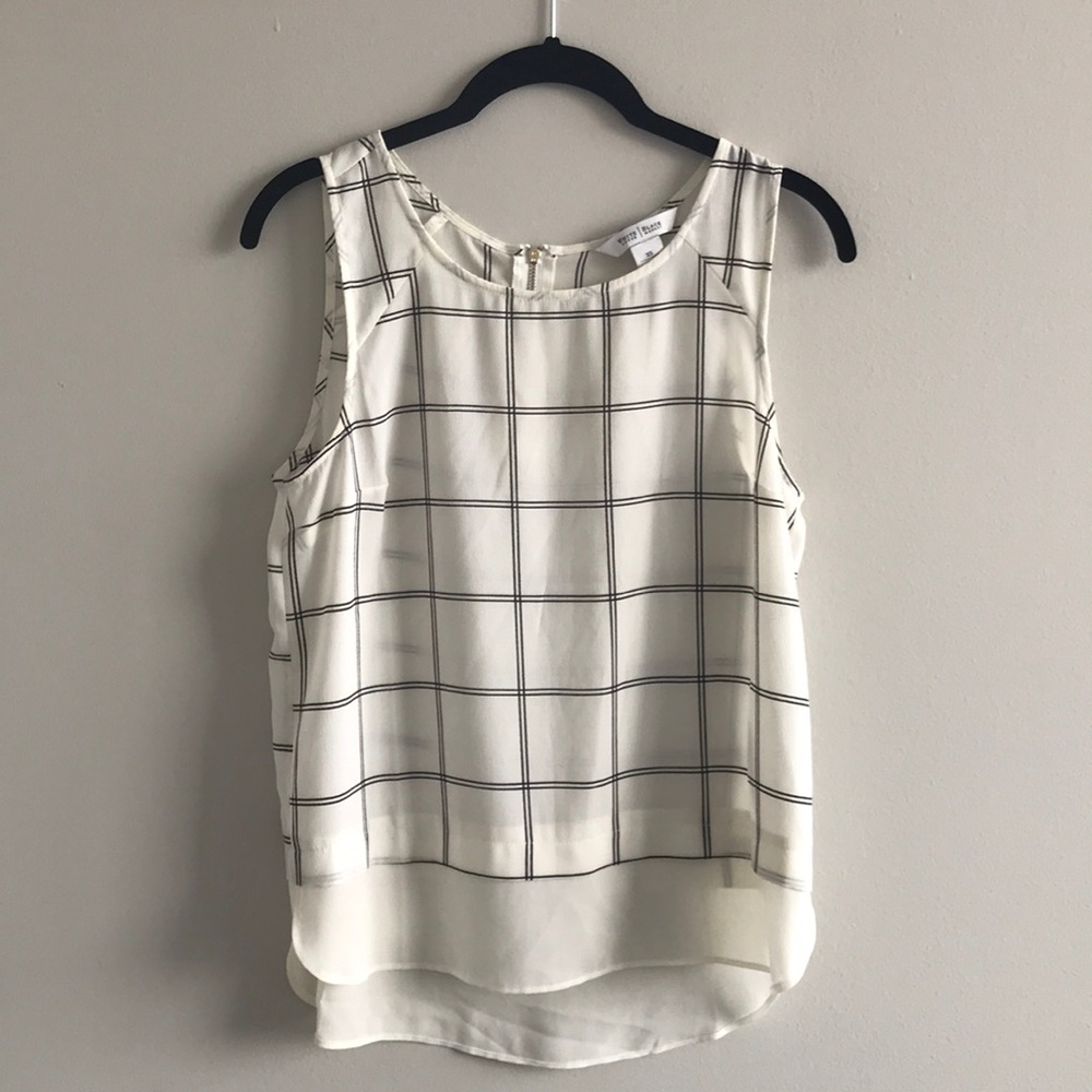 White House Black Market Grid Tank Top Blouse